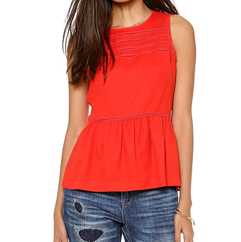 Madewell Red Silk Verdana Peplum Blouse XS